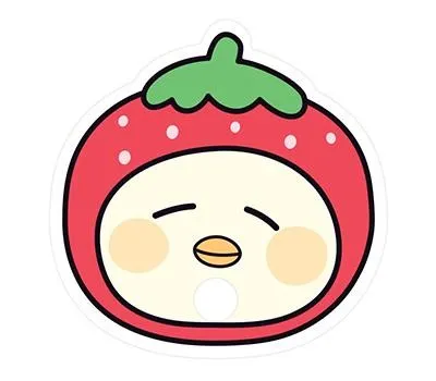딸기오리자유형 둥글이 부채
